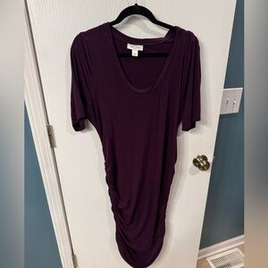 Purple Ruched maternity Dress